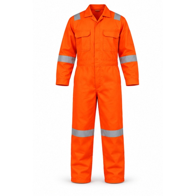 Vaultex, 100% Cotton Coverall with Reflective, 240 gsm, Orange Color