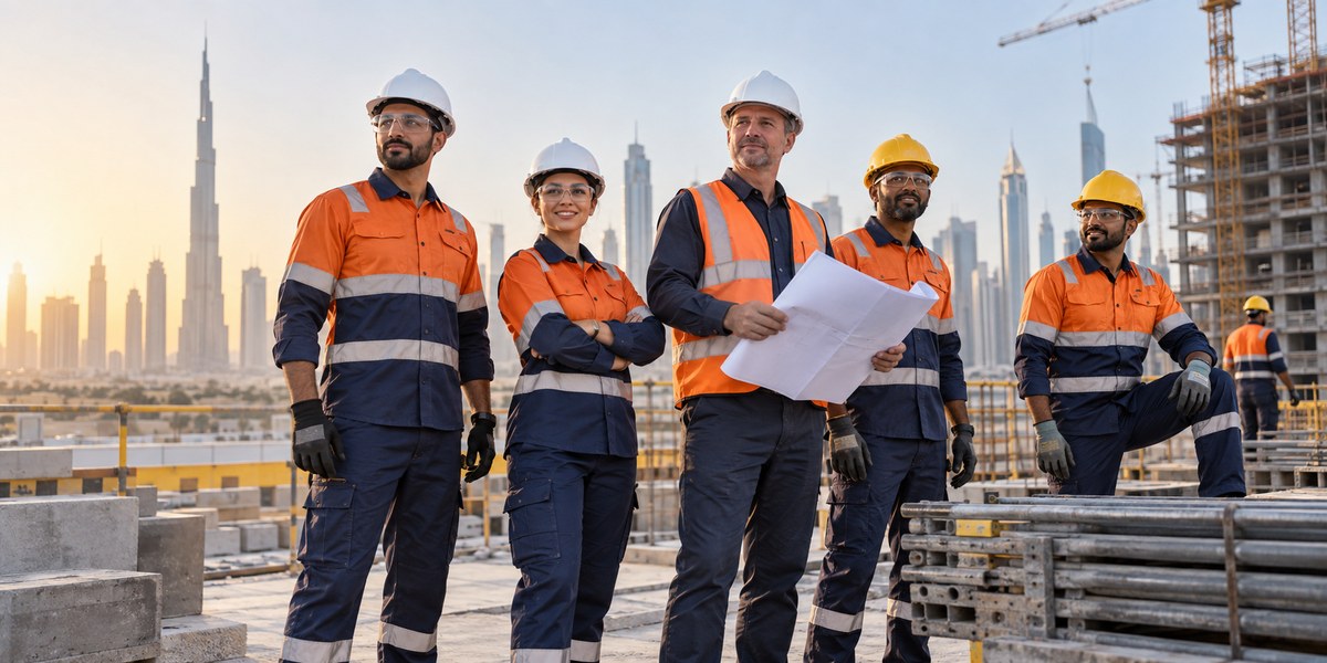 Orange construction work uniform pant and shirt set in Dubai