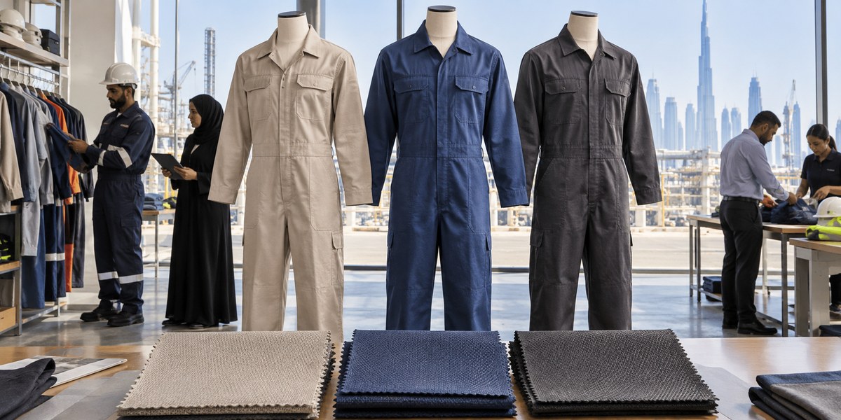 Navy blue industrial coverall for construction and maintenance work