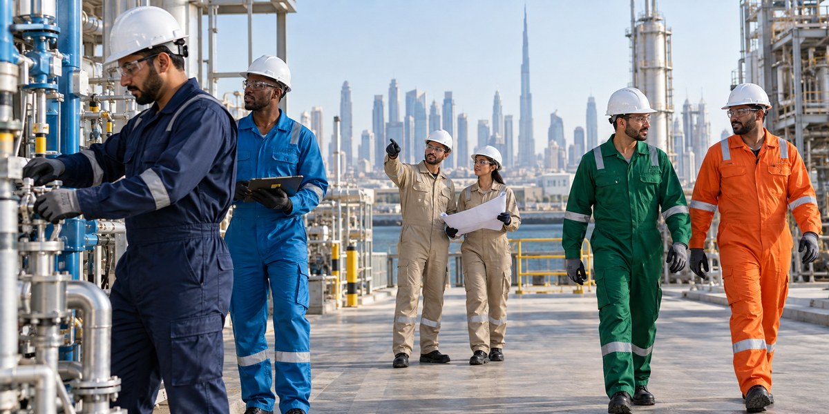Navy blue twill work uniform for UAE company teams