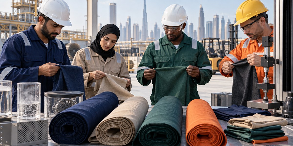 Green industrial work coverall for UAE maintenance crews