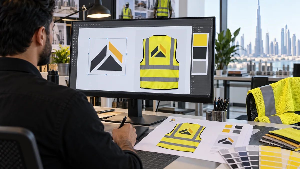 High-resolution logo artwork prepared for vest printing