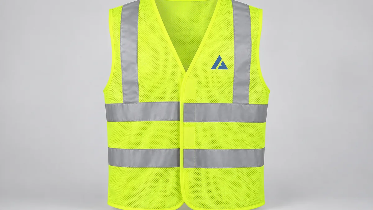 Yellow reflective safety vest with a front chest logo area