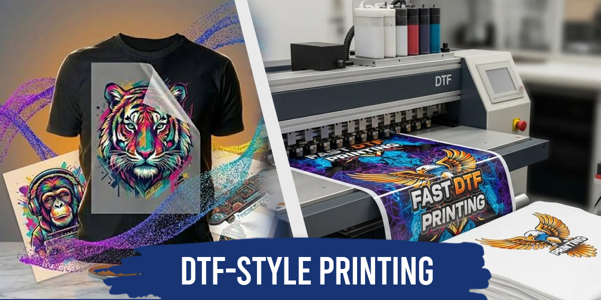 Blue company uniform suitable for detailed DTF logo printing in Dubai
