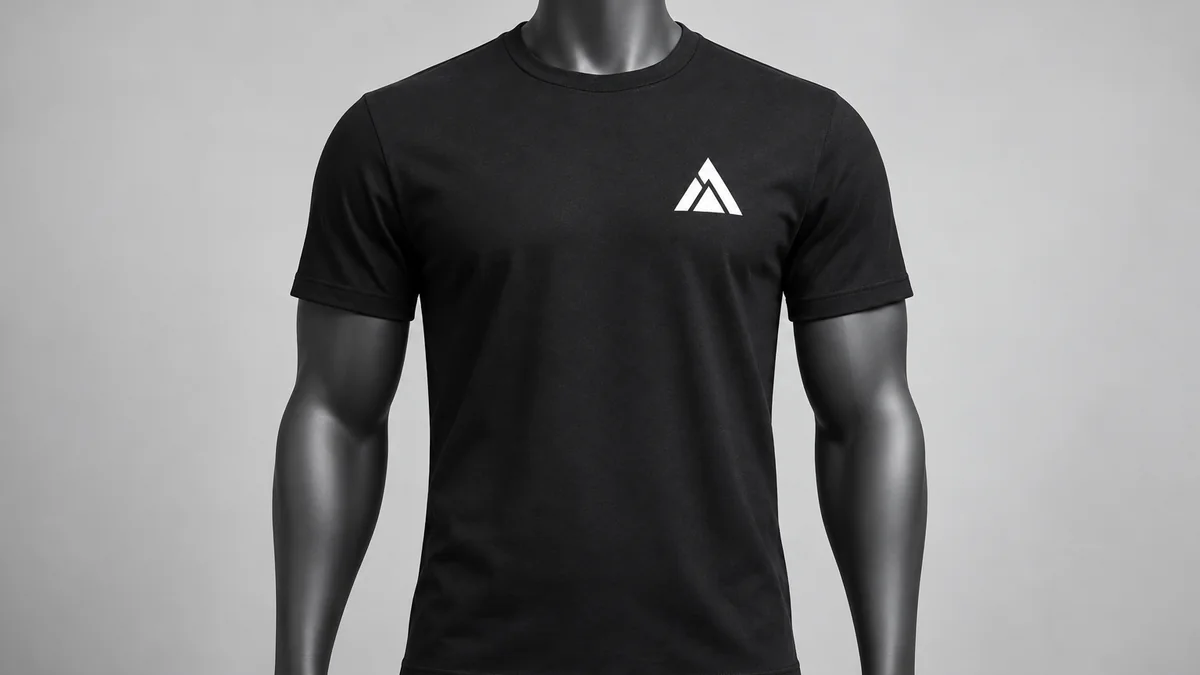 Black company T-shirt with a contrasting white logo