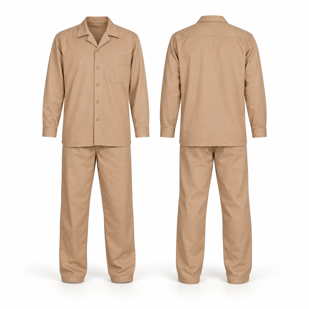 Workland, 100% Cotton Pant & Shirt, Beige Color