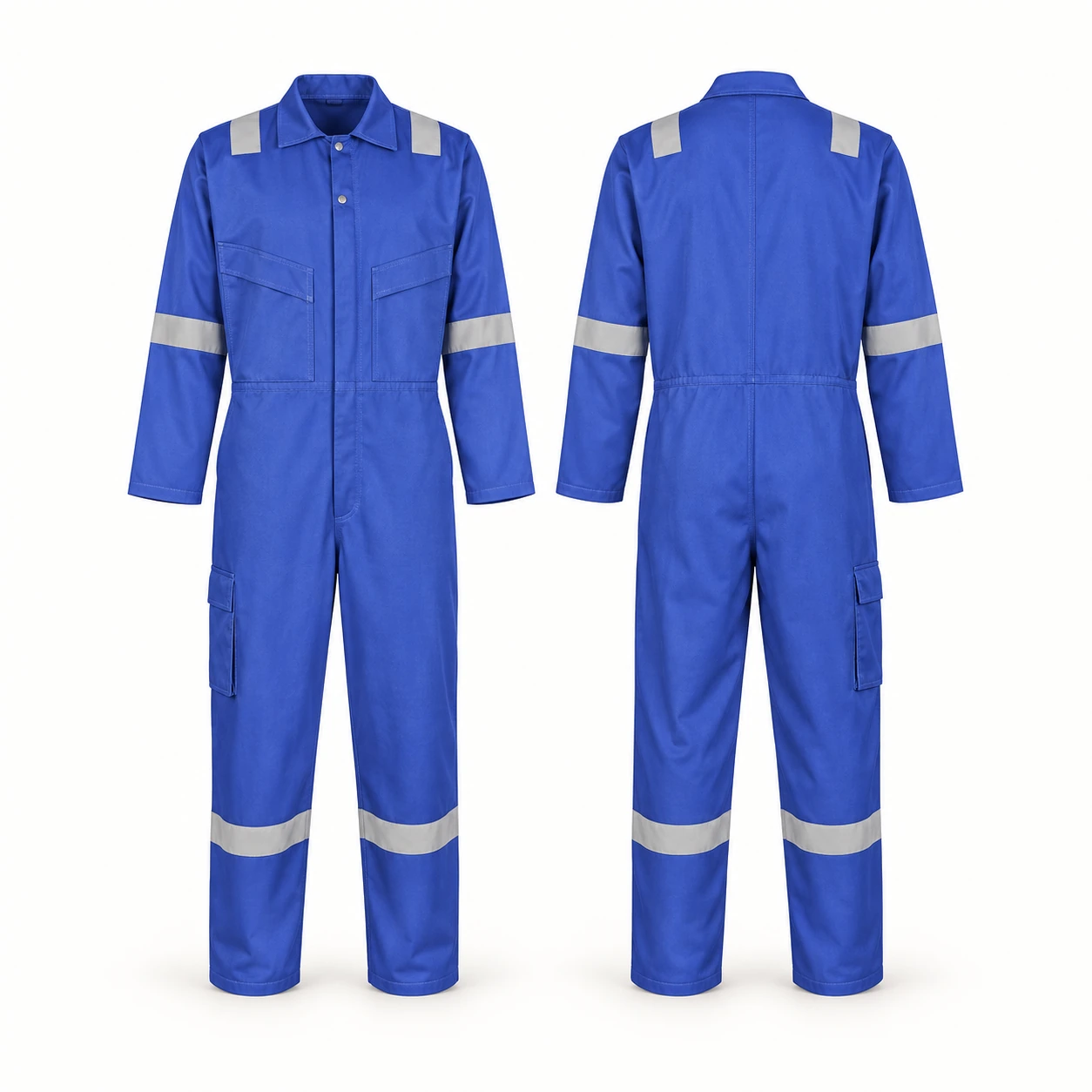 Vaultex, 100% Cotton Classic Coverall with Reflective, 240 Gsm, Royal Blue Color