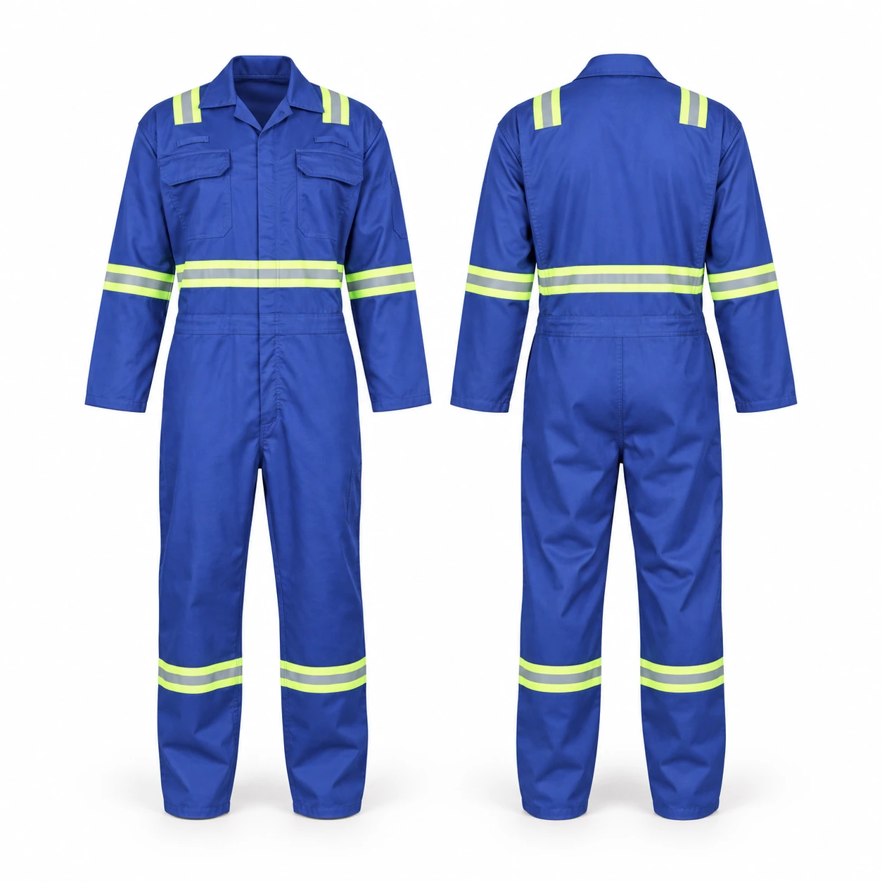 Vaultex, Fire Retardant Coverall with Yellow/Grey Reflective, 230 Gsm, Royal Blue Color