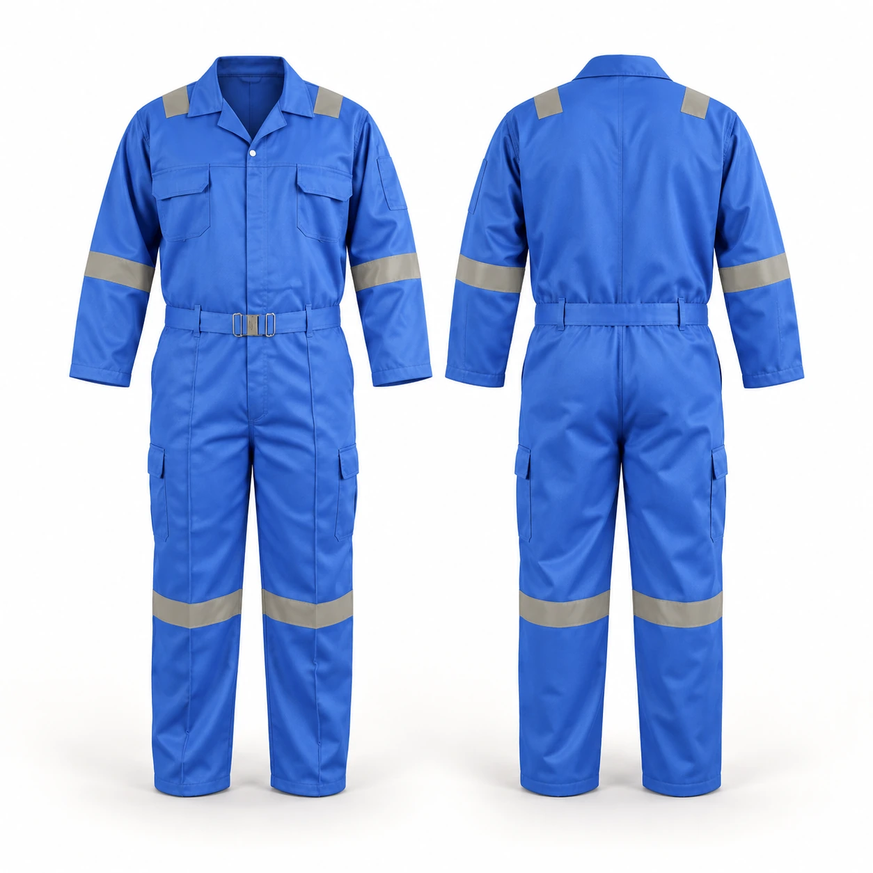 Vaultex, 100% Twill Coverall with Reflective, 190 Gsm, Royal Blue Color