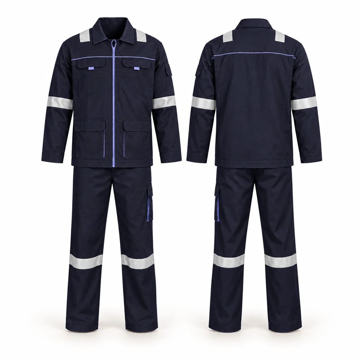 Vaultex, 100% Cotton Pant Shirt with Reflective, 270 gsm, Dark Navy Blue Color