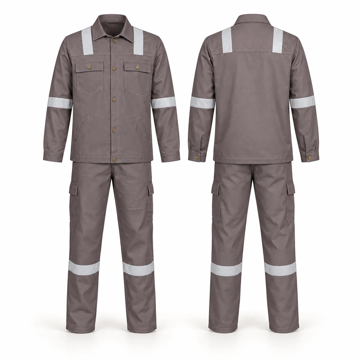 Vaultex, 100% Cotton Pant & Shirt with Reflective, 200 Gsm, Grey Color