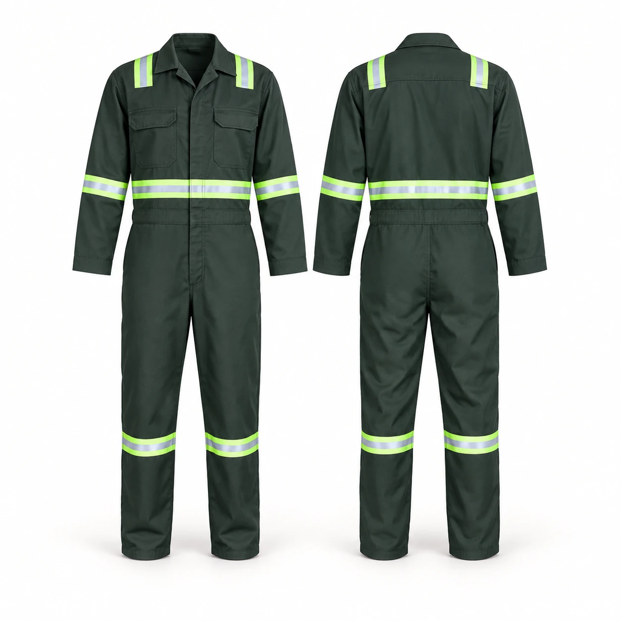 Vaultex, WR Finish Coverall With Reflective, 190 Gsm, Bush Green Color
