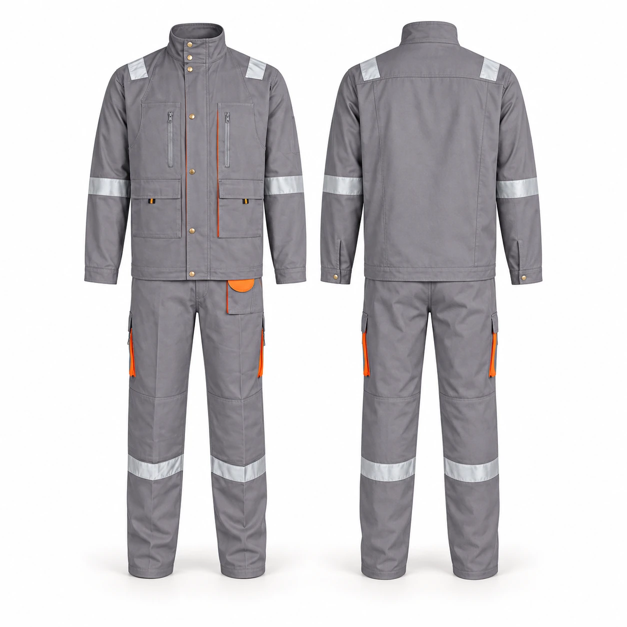 Vaultex, European Style 100% Cotton Pant Shirt with Reflective, 260 gsm, Grey Color