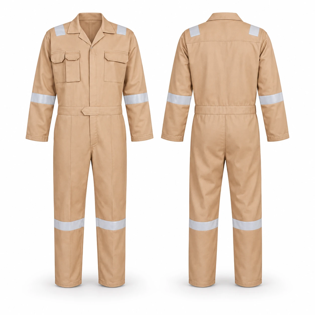 Vaultex, 100% Cotton Coverall with Reflective, 270 Gsm, Beige Color