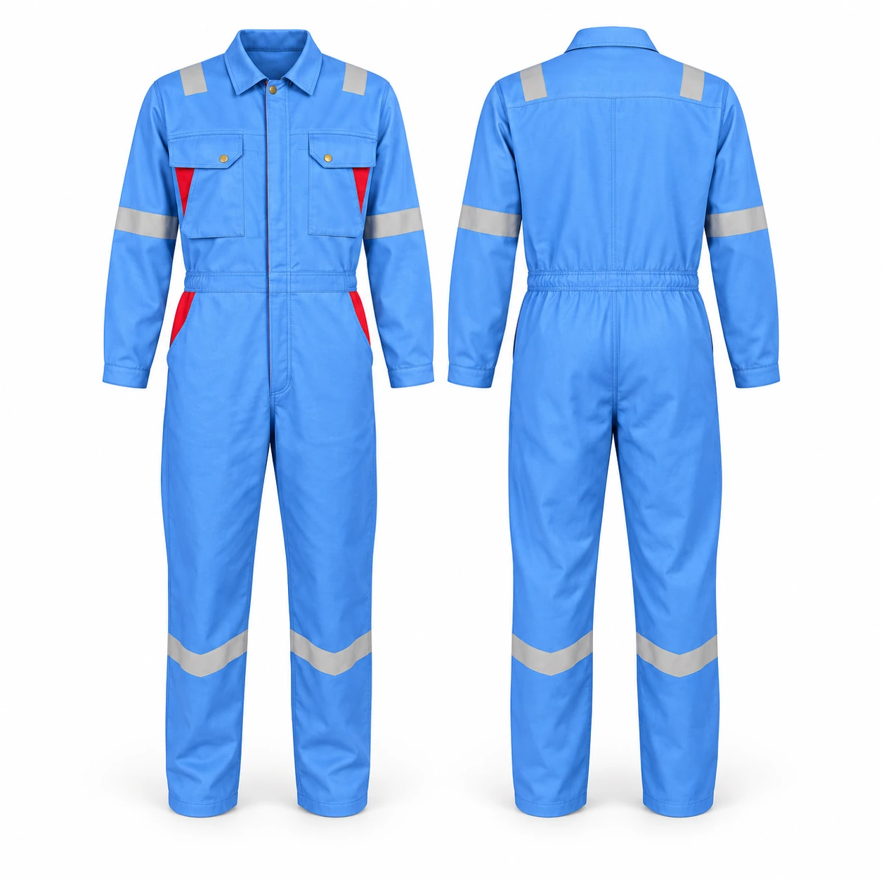 Vaultex, 100% Cotton Modern Coverall with Reflective, 240 Gsm, Petrol Blue Color