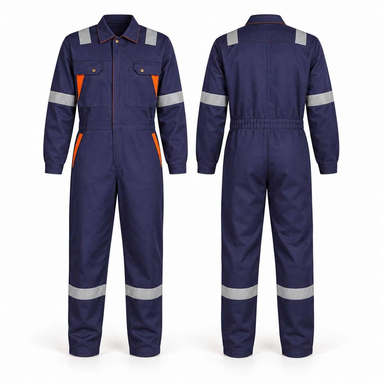Vaultex, 100% Cotton Modern Coverall with Reflective, 240 Gsm, Navy Blue Color