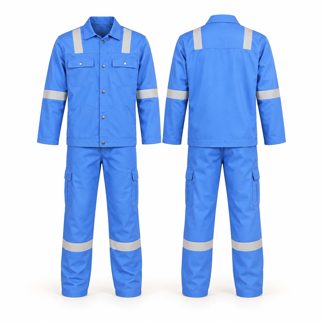Vaultex, 100% Cotton Pant & Shirt with Reflective, 200 Gsm, Petrol Blue Color