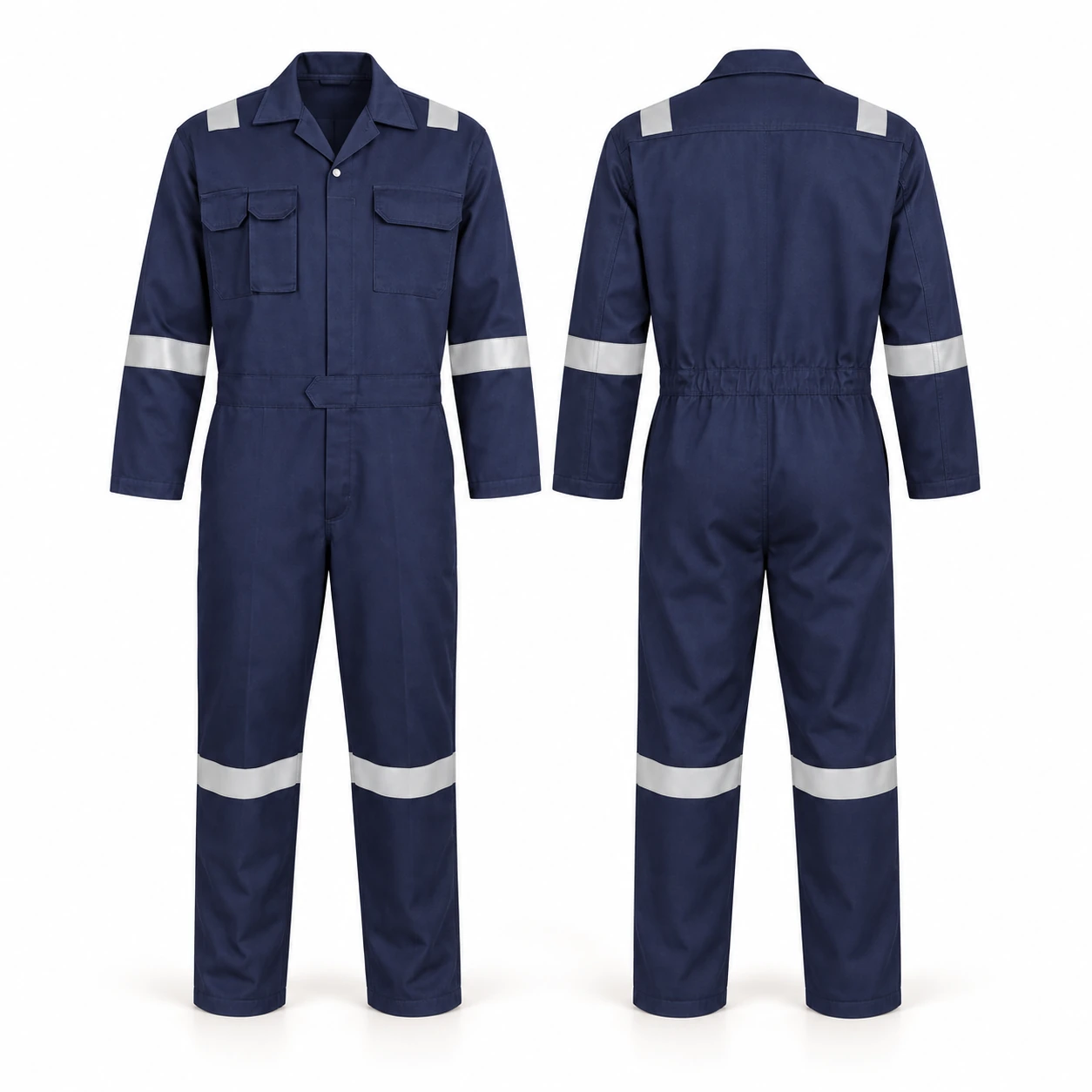 Vaultex, 100% Cotton Coverall with Reflective, 290 Gsm, Navy Blue Color