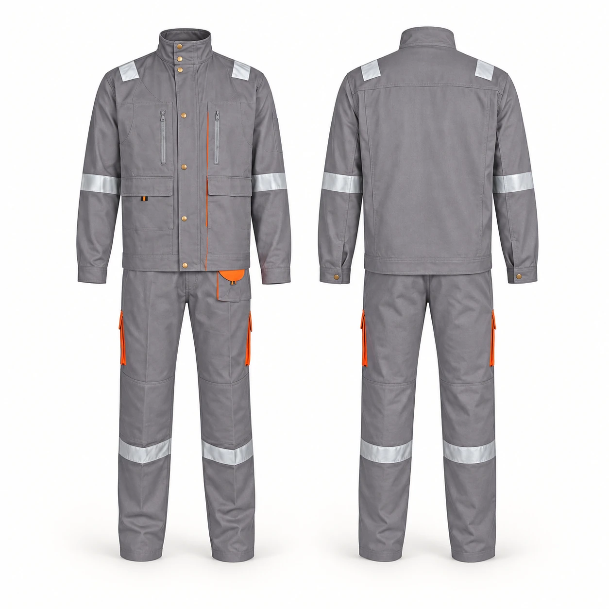 Vaultex, European Style 100% Cotton Pant Shirt with Reflective, 260 gsm, Grey Color, Part No: GEM