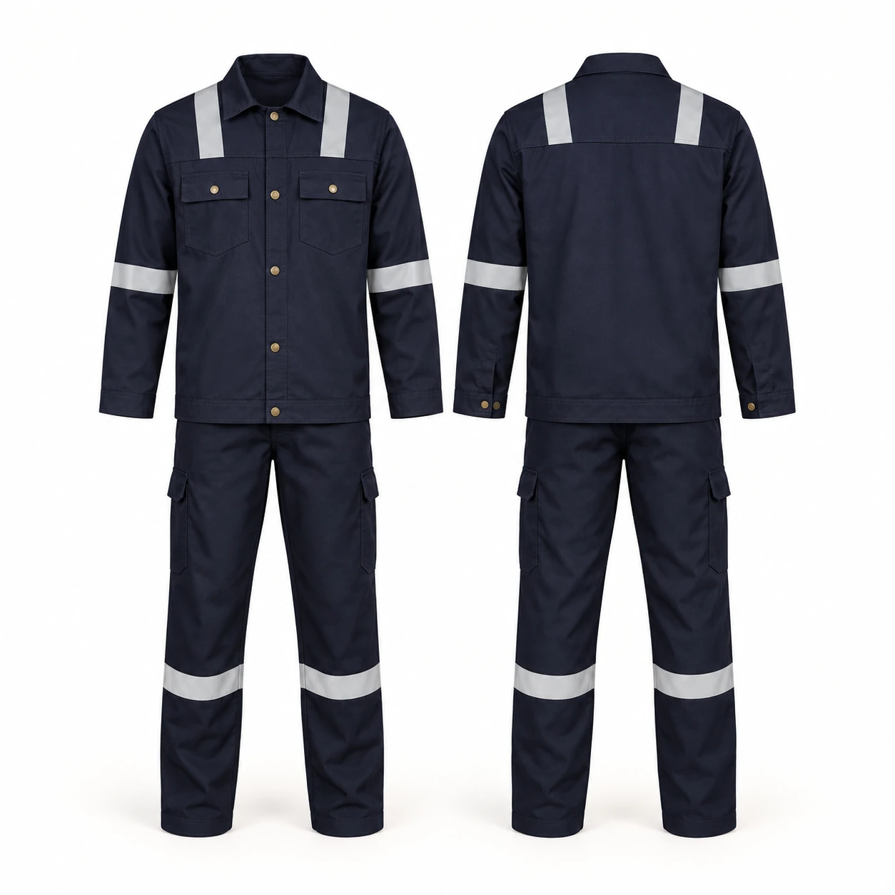 Vaultex, 100% Cotton Pant & Shirt with Reflective, 200 Gsm, Navy Blue Color