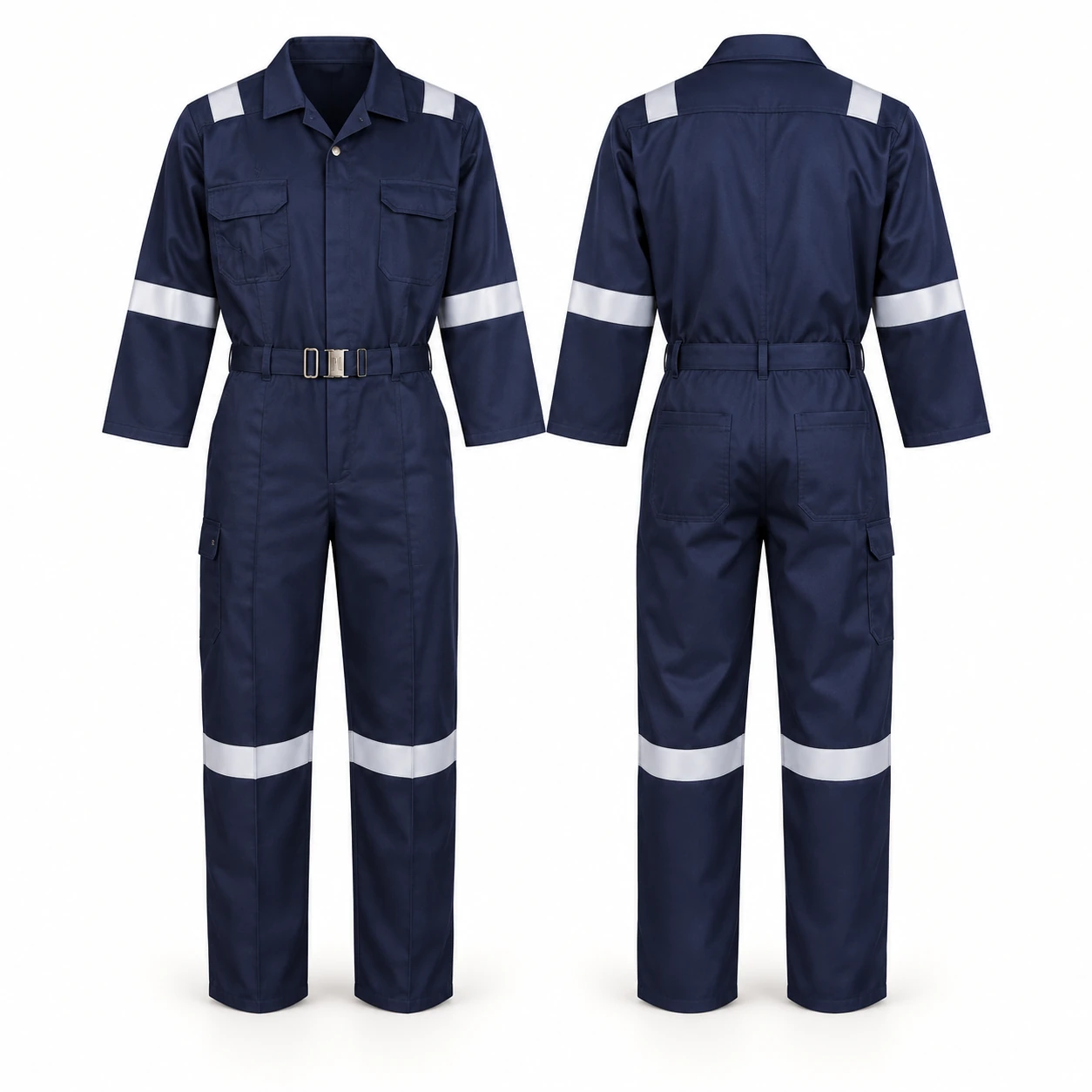 Vaultex, 100% Twill Coverall with Reflective, 190 Gsm, Navy Blue Color