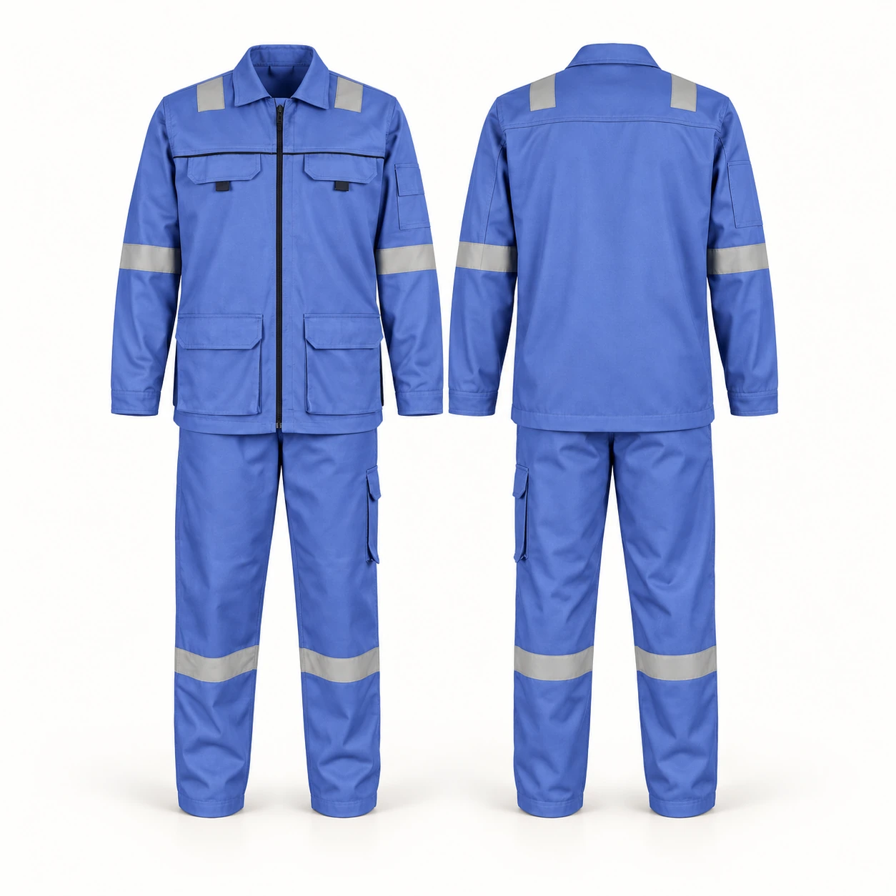 Vaultex, 100% Cotton Pant Shirt with Reflective, 270 gsm, Petrol Blue Color