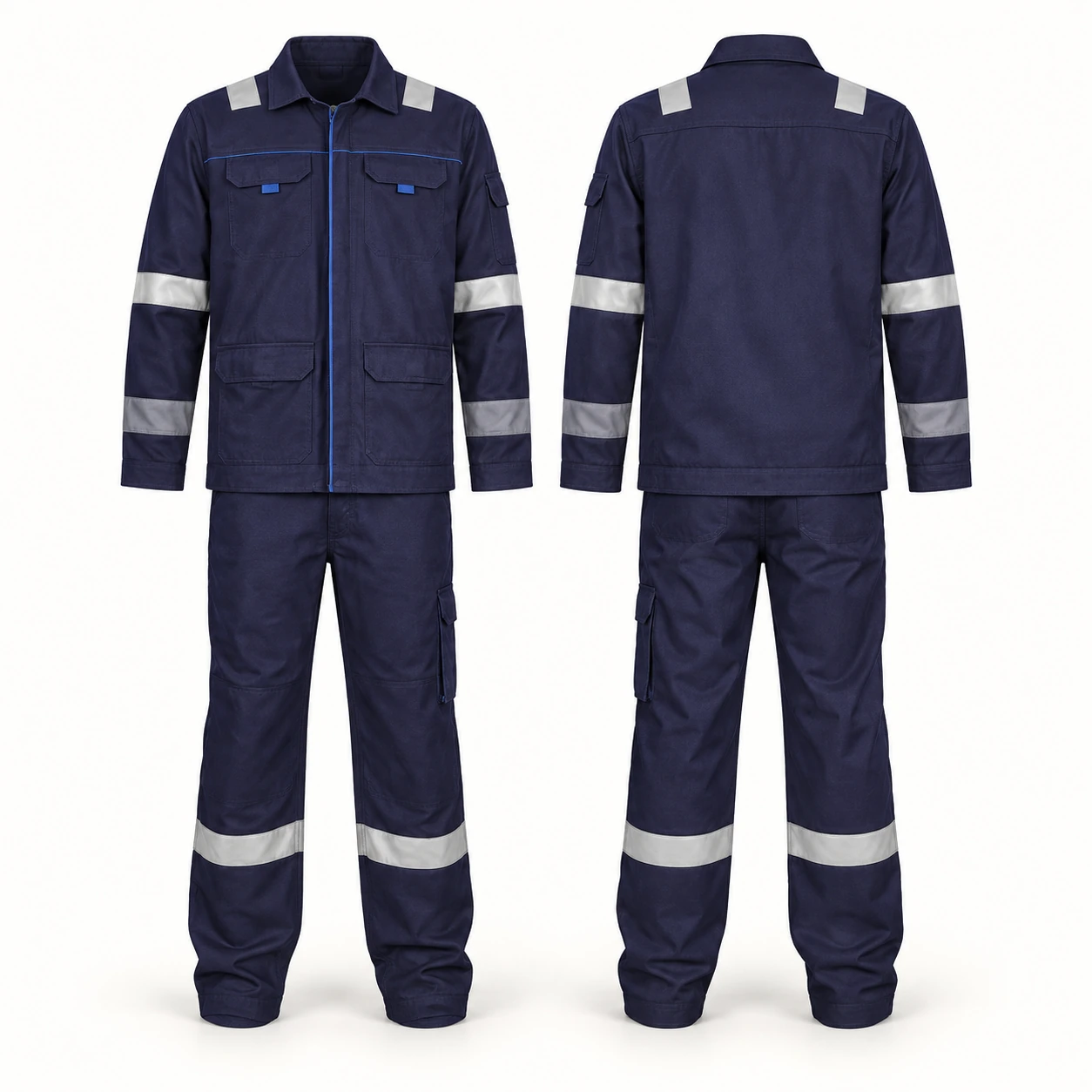 Vaultex, 100% Cotton Pant Shirt with Reflective, 270 gsm, Navy Blue Color