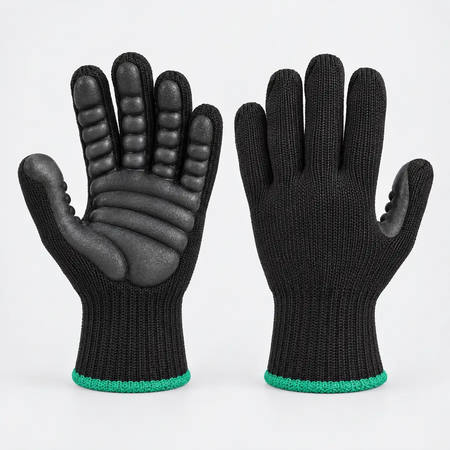 Vaultex, Palm Coated Anti Vibration Gloves, Black Color