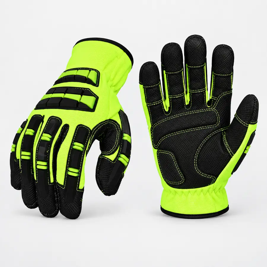Mechanical Impact Gloves, Green Color