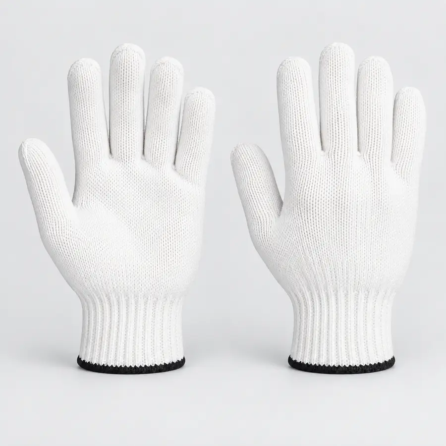 Cotton Knitted Gloves, Black Color Wrist Weight: 800 Grams