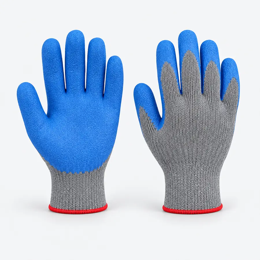 SCI, Latex Coated Gloves, Grey & Blue Color