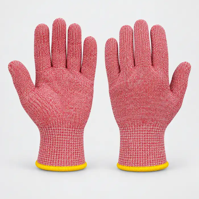 Vaultex, 13gg HPPE Cut E Gloves with Silicon & Nitrile Mix Coated, Salt and Pepper Pink Liner