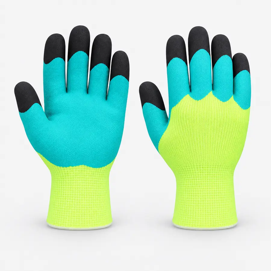 Armstrong, 13gg Latex Foam Coated Gloves, Green & Black Color