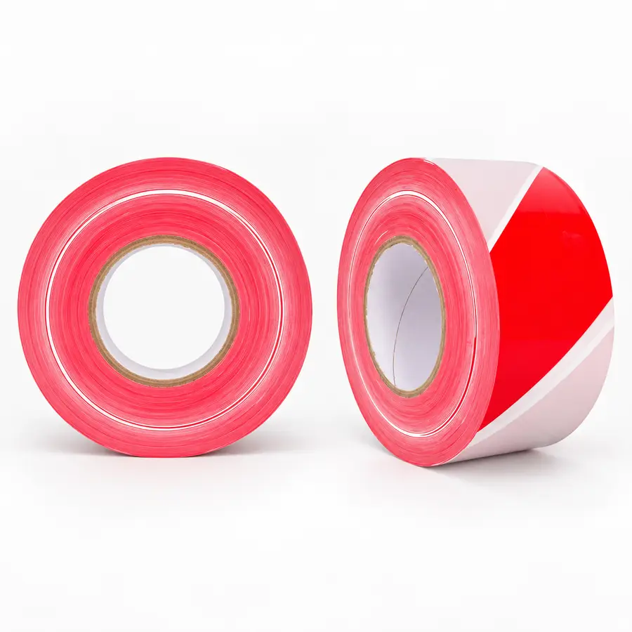 Workland, Double Side Printed Warning Tape, Red & White Color, Size: 35 mic x 7 cm x 500 Meters