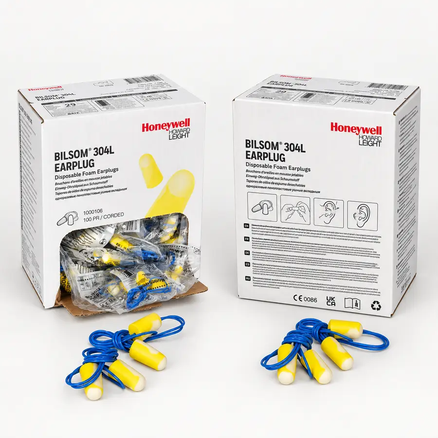 Howard Leight by Honeywell, Earplug with Cord, Bilsom 304L, Part No: 1000106