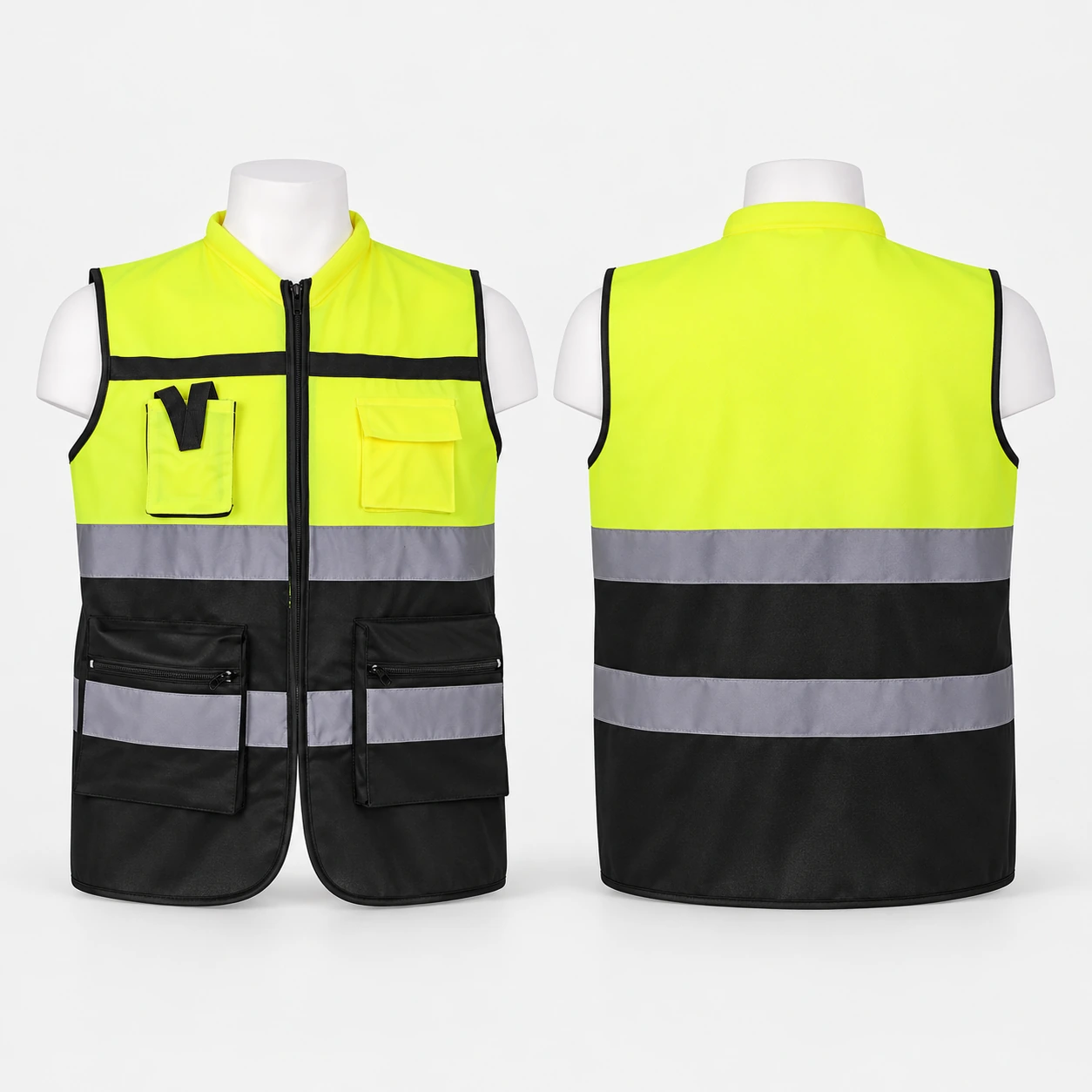 Vaultex, Safety Half Sleeves Fabric Vest with Reflective, Yellow & Black Color