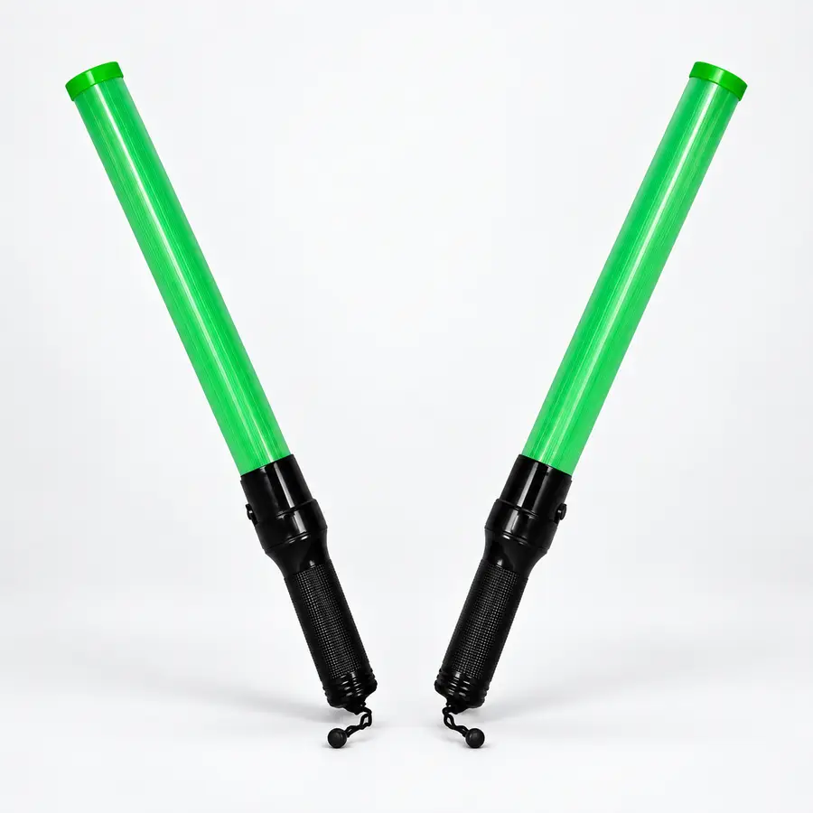 Traffic Baton without Battery, Green Color, Size: 54 x 4 cm